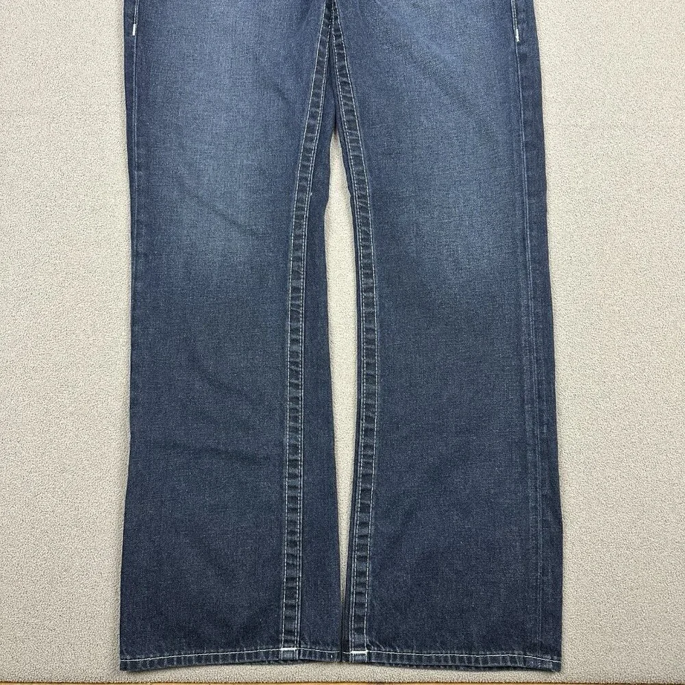 True Religion Jeans Mens 33x31 Blue Straight Flap Pockets Dark Wash Denim